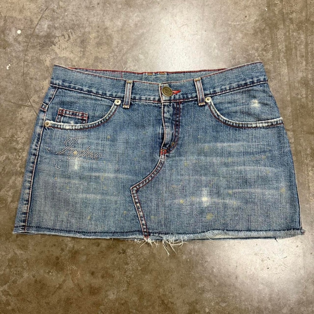 Y2K INDEX Distressed Denim Mini Skirt Size 32
